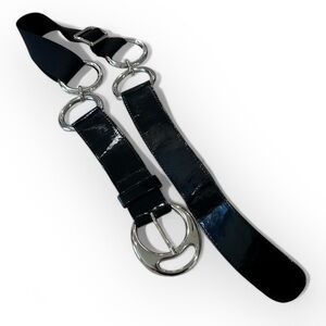 Suzi Roher Black Patent Leather O Ring Belt